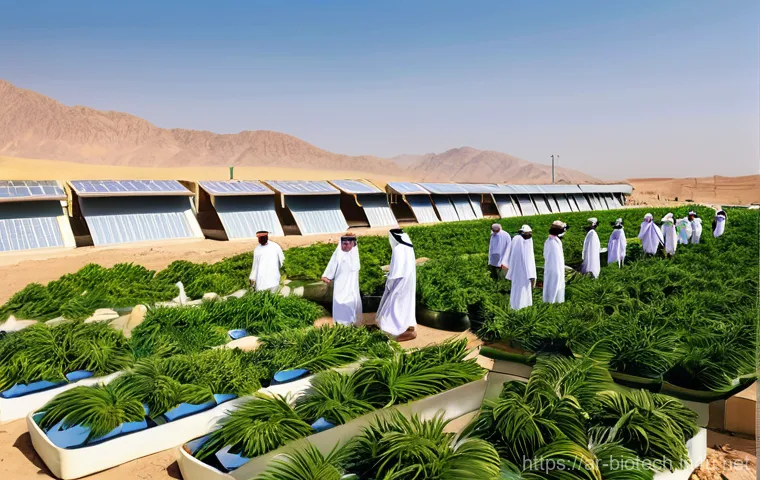 바이오 연료 전지 - **Prompt:** "A vibrant, panoramic view of a modern Arab community embracing clean energy. In the for...