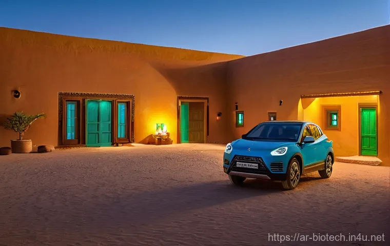 바이오 연료 전지 - **Prompt:** "A vibrant, panoramic view of a modern Arab community embracing clean energy. In the for...