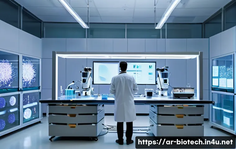 비임상 시험 - **Prompt 1: The Precision of Early Drug Discovery in a Modern Lab**
    "A wide shot inside a state-...